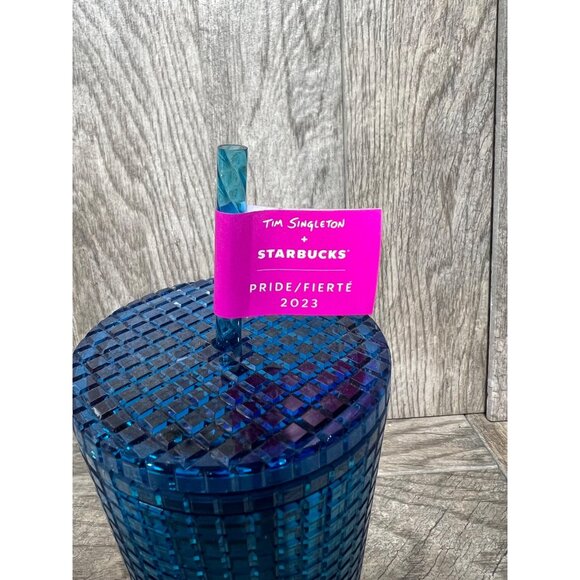 Tim Singleton + Starbucks 2023 Pride 24 Oz Tumbler Cup NWT Rainbow Ombre Texture - Picture 4 of 5
